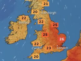 UK weather: Heatwave cools as warm and settled spells of 26C highs will dominate the south – but RAIN is expected in Scotland this afternoon