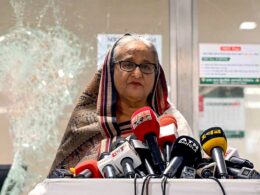 Bangladesh prime minister Sheikh Hasina resigns and flees country as protesters storm palace after weekend of violence left 95 dead