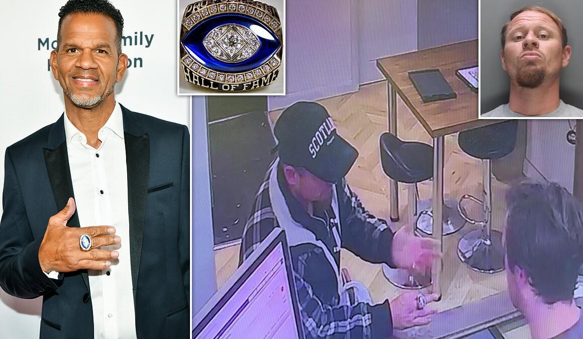 Moment thief who stole NFL legend Andre Reed’s £35,000 Hall of Fame ring from a London hotel brazenly tries to flog it to jewellery stores