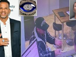 Moment thief who stole NFL legend Andre Reed’s £35,000 Hall of Fame ring from a London hotel brazenly tries to flog it to jewellery stores