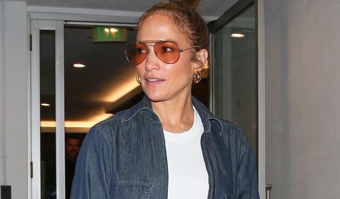 Jennifer Lopez Teams $1,500 Jumpsuit with a $4,400 Bag for a Denim-on-Denim Moment That Is Peak JLo