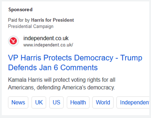 Harris Campaign Busted Spoofing News Outlets In Headline-Altering Ad Scheme