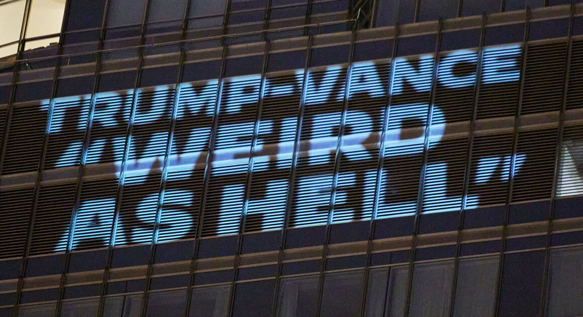 Democrats project anti-Trump campaign messages onto his Chicago hotel