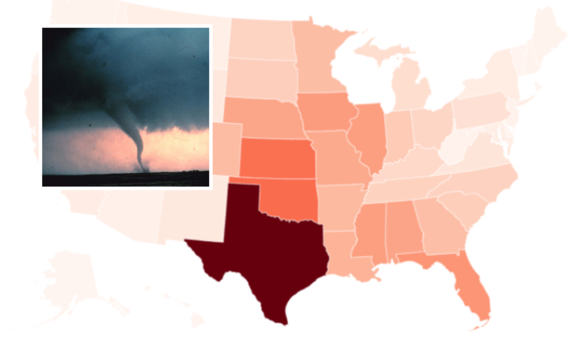 Map Shows States With The Most Tornados